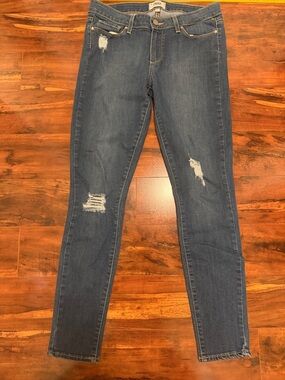 PAIGE Dark Blue Distressed Skinny Jeans